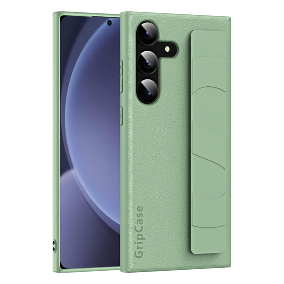 For Samsung Galaxy S25+ 5G Skin Elastic Wrist Grip Back Cover Phone Case(Light Green)