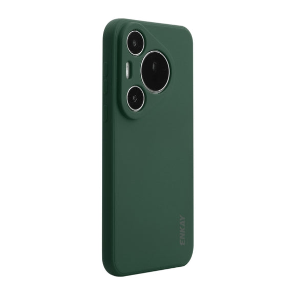 For Huawei Pura 70 ENKAY Hat-Prince Liquid Silicone Shockproof Protective Soft Case(Dark Green)