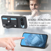 For Google Pixel 9 Wristband Kickstand Card Wallet Back Cover Phone Case with Tool Knife(Black)