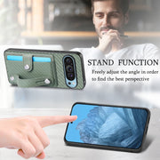 For Google Pixel 9 Wristband Kickstand Card Wallet Back Cover Phone Case with Tool Knife(Green)