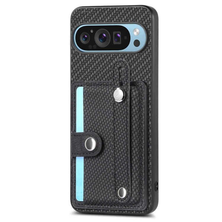 For Google Pixel 9 Pro Wristband Kickstand Card Wallet Back Cover Phone Case with Tool Knife(Black)