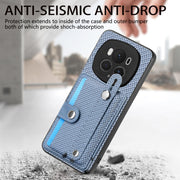 For Honor Magic6 Pro 5G Wristband Kickstand Card Wallet Back Cover Phone Case with Tool Knife(Blue)