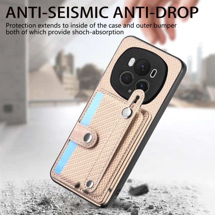 For Honor Magic6 Pro 5G Wristband Kickstand Card Wallet Back Cover Phone Case with Tool Knife(Khaki)