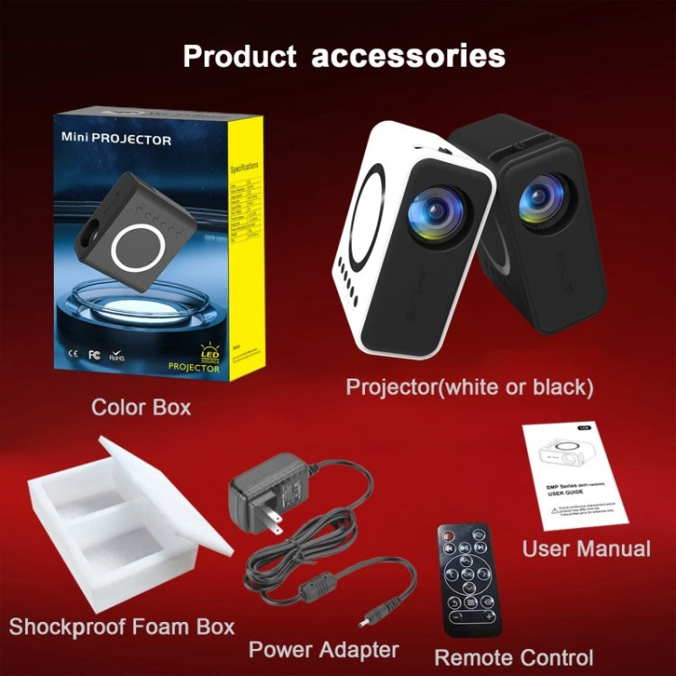 YT300 Home Multimedia Mini Remote Projector Support Mobile Phone(AU Plug Black)