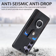 For Samsung Galaxy S25+ 5G Retro Skin-feel Ring Card Wallet Phone Case(Black)