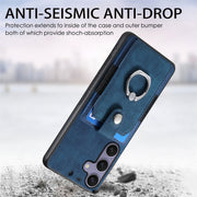 For Samsung Galaxy S25+ 5G Retro Skin-feel Ring Card Wallet Phone Case(Blue)