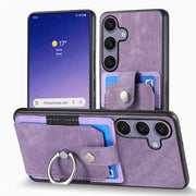 For Samsung Galaxy S25+ 5G Retro Skin-feel Ring Card Wallet Phone Case(Purple)