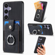 For Samsung Galaxy S25 Ultra 5G Retro Skin-feel Ring Card Wallet Phone Case(Black) - Galaxy S25 Ultra 5G Cases by PMC TechLife | Online Shopping South Africa | PMC TechLife | Buy Now Pay Later Mobicred