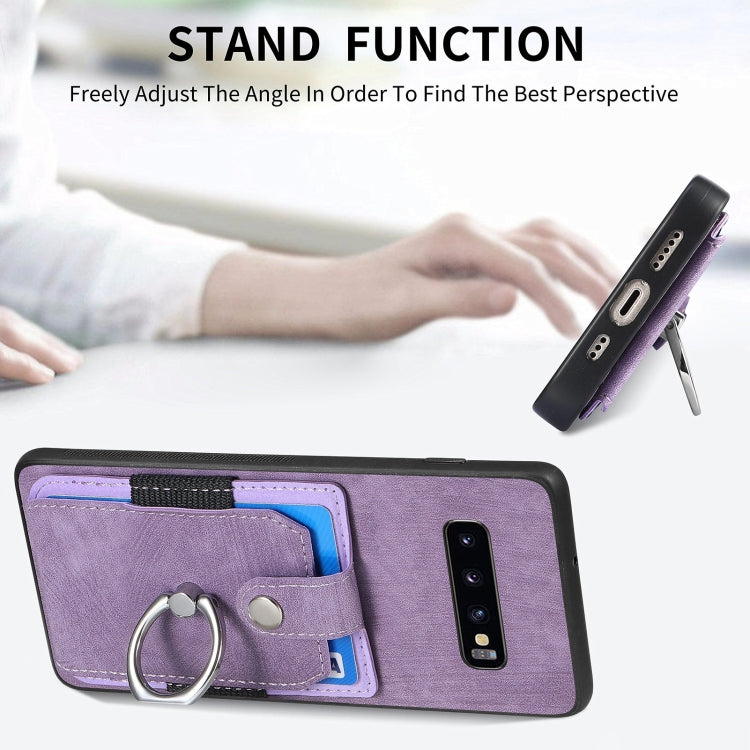 For Samsung Galaxy S25+ 5G Retro Skin-feel Ring Card Wallet Phone Case(Blue)