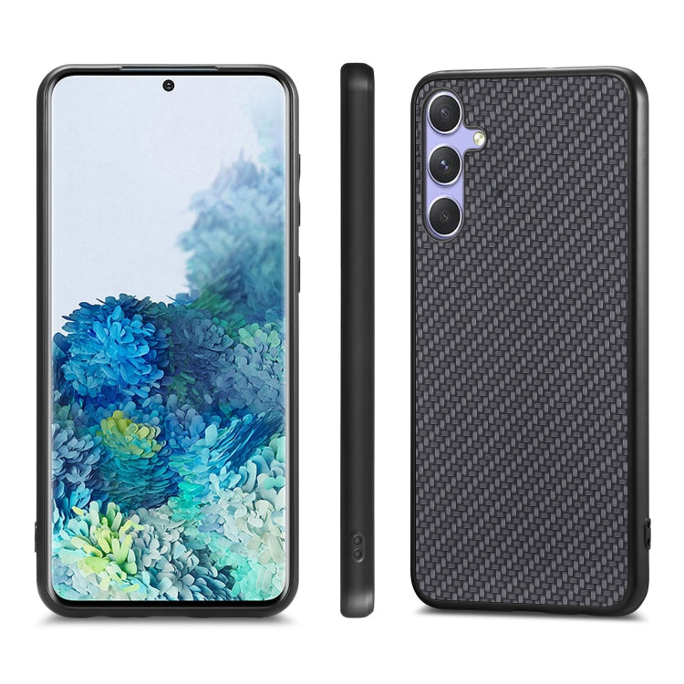 For Samsung Galaxy S25 5G Carbon Fiber Texture Leather Back Cover Phone Case(Black)