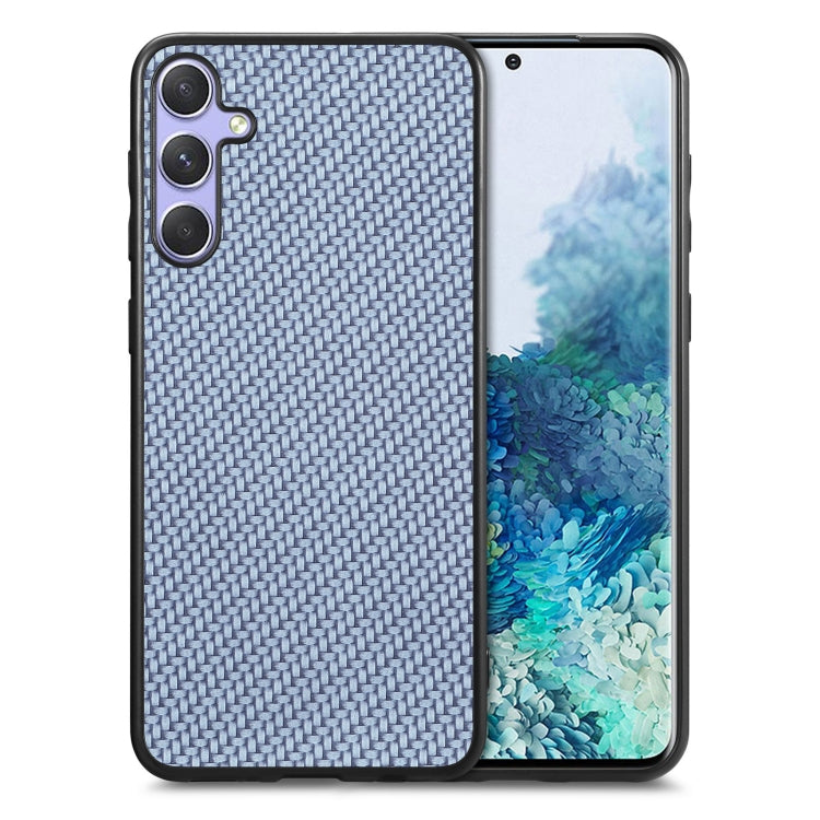 For Samsung Galaxy S25+ 5G Carbon Fiber Texture Leather Back Cover Phone Case(Blue)