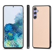 For Samsung Galaxy S25+ 5G Carbon Fiber Texture Leather Back Cover Phone Case(Khaki)