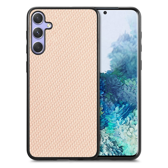 For Samsung Galaxy S25+ 5G Carbon Fiber Texture Leather Back Cover Phone Case(Khaki)