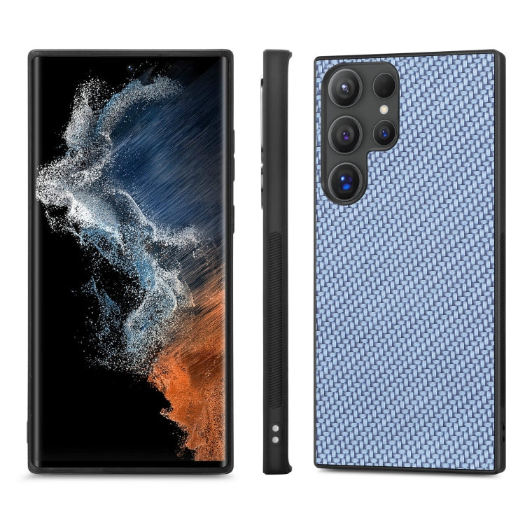 For Samsung Galaxy S25 Ultra 5G Carbon Fiber Texture Leather Back Cover Phone Case(Blue)