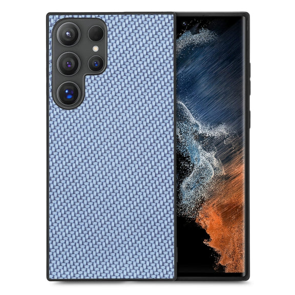 For Samsung Galaxy S25 Ultra 5G Carbon Fiber Texture Leather Back Cover Phone Case(Blue)