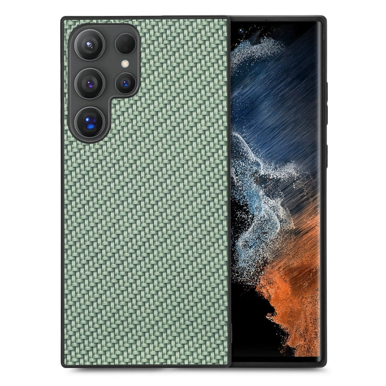 For Samsung Galaxy S25 Ultra 5G Carbon Fiber Texture Leather Back Cover Phone Case(Green)