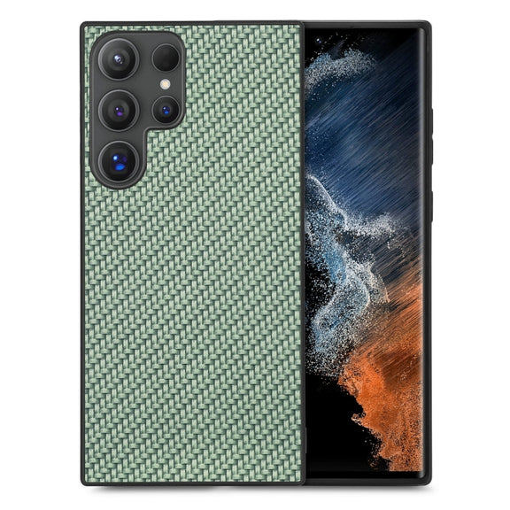 For Samsung Galaxy S25 Ultra 5G Carbon Fiber Texture Leather Back Cover Phone Case(Green)