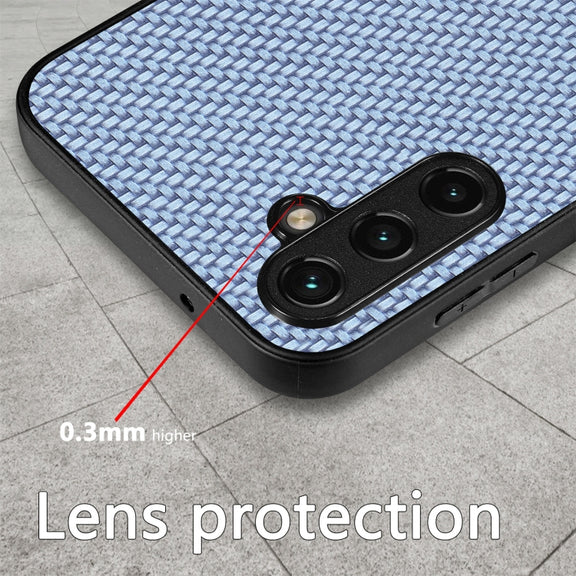 For Samsung Galaxy S25+ 5G Carbon Fiber Texture Leather Back Cover Phone Case(Khaki)