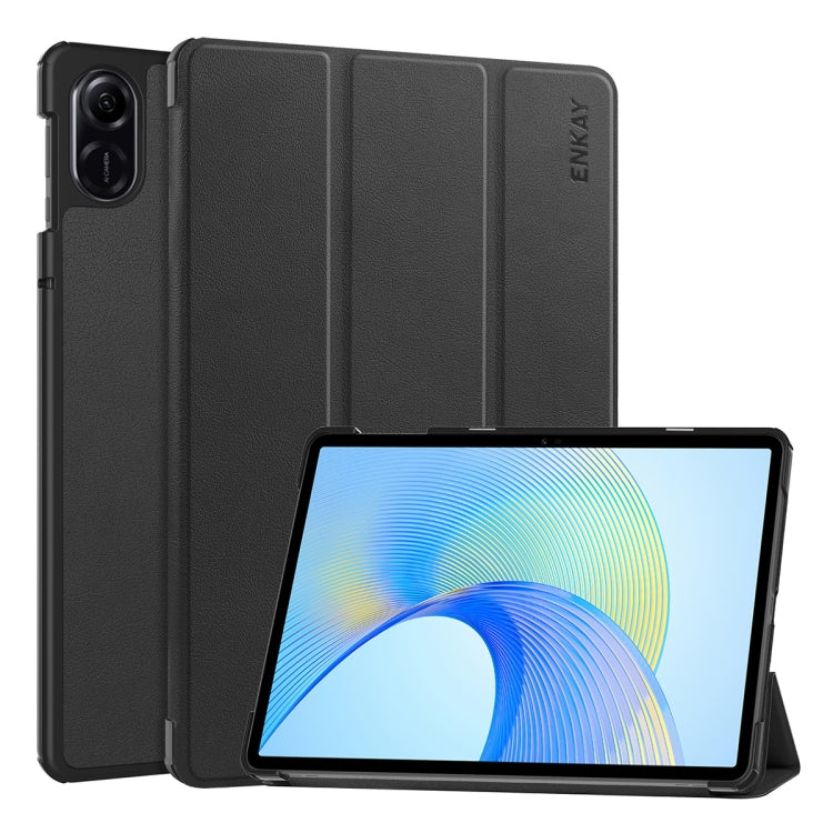 For Honor Pad X8 Pro / X9 11.5 ENKAY Tri-fold Custer Texture Leather Smart Tablet Case(Black)