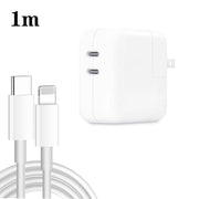 35W PD3.0 USB-C / Type-C Dual Port Charger with 1m Type-C to 8 Pin Data Cable, US Plug