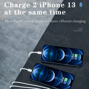 35W PD3.0 USB-C / Type-C Dual Port Charger with 1m Type-C to 8 Pin Data Cable, US Plug