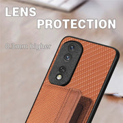 For Honor Magic6 Pro Carbon Fiber Magnetic Card Bag Phone Case(Brown)
