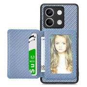 for Redmi Note 13 4G Carbon Fiber Magnetic Card Bag Phone Case(Blue)