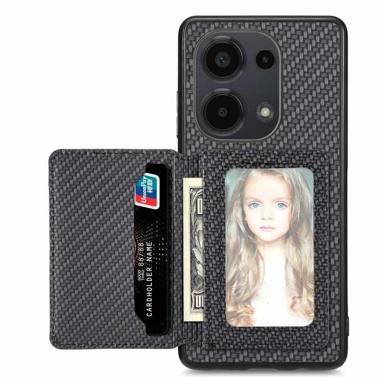 For Redmi Note 13 Pro 4G Carbon Fiber Magnetic Card Bag Phone Case(Black)