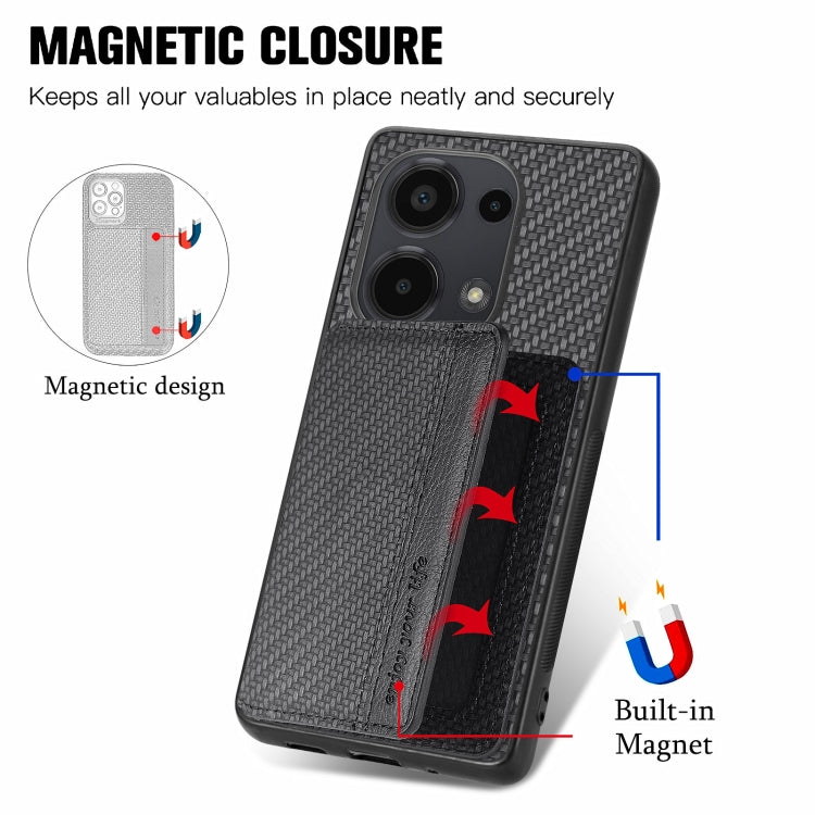 For Redmi Note 13 Pro 4G Carbon Fiber Magnetic Card Bag Phone Case(Black)