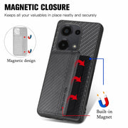 For Redmi Note 13 Pro 4G Carbon Fiber Magnetic Card Bag Phone Case(Black)