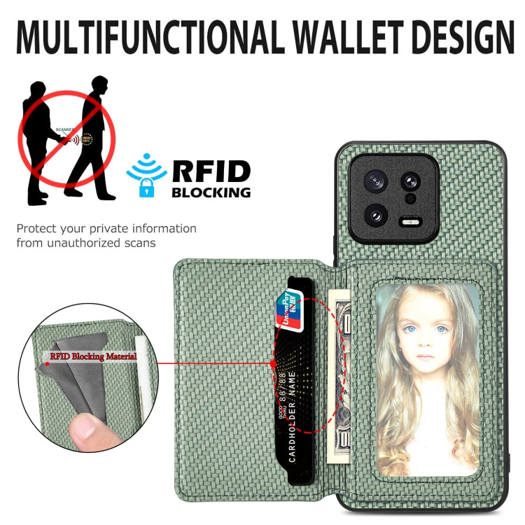 for Redmi Note 13 4G Carbon Fiber Magnetic Card Bag Phone Case(Blue)