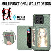 for Redmi Note 13 4G Carbon Fiber Magnetic Card Bag Phone Case(Blue)