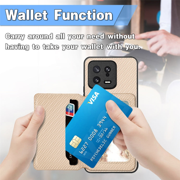 for Redmi Note 13 4G Carbon Fiber Magnetic Card Bag Phone Case(Blue)