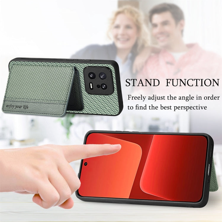 for Redmi Note 13 4G Carbon Fiber Magnetic Card Bag Phone Case(Blue)