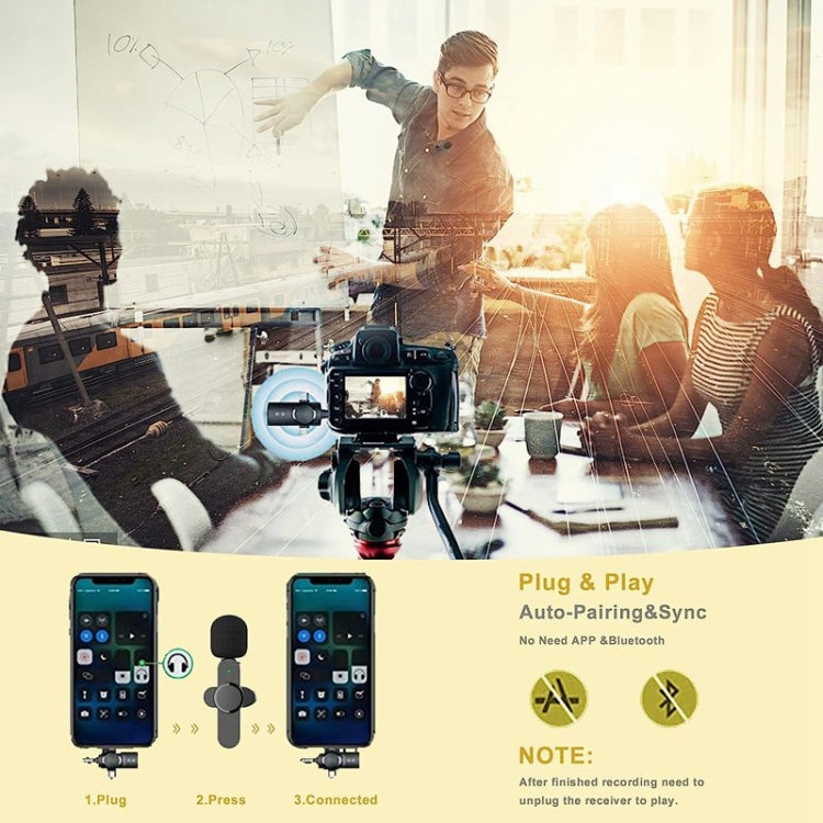 One by Two 3 in 1 Lavalier Noise Reduction Wireless Microphone for iPhone / iPad / Android / Camera