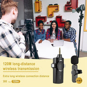 One by Two 3 in 1 Lavalier Noise Reduction Wireless Microphone for iPhone / iPad / Android / Camera