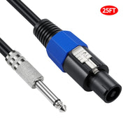 JUNSUNMAY Speakon Male to 6.35mm Male Audio Speaker Adapter Cable with Snap Lock, Length:25FT