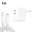 35W PD3.0 USB-C / Type-C Dual Port Charger with 1m Type-C to 8 Pin Data Cable, EU Plug - USB Charger by PMC TechLife | Online Shopping South Africa | PMC TechLife | Buy Now Pay Later Mobicred