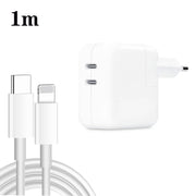 35W PD3.0 USB-C / Type-C Dual Port Charger with 1m Type-C to 8 Pin Data Cable, EU Plug