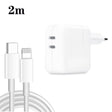35W PD3.0 USB-C / Type-C Dual Port Charger with 2m Type-C to 8 Pin Data Cable, EU Plug - USB Charger by PMC TechLife | Online Shopping South Africa | PMC TechLife | Buy Now Pay Later Mobicred