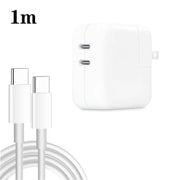 35W PD3.0 USB-C / Type-C Dual Port Charger with 1m Type-C to Type-C Data Cable, US Plug