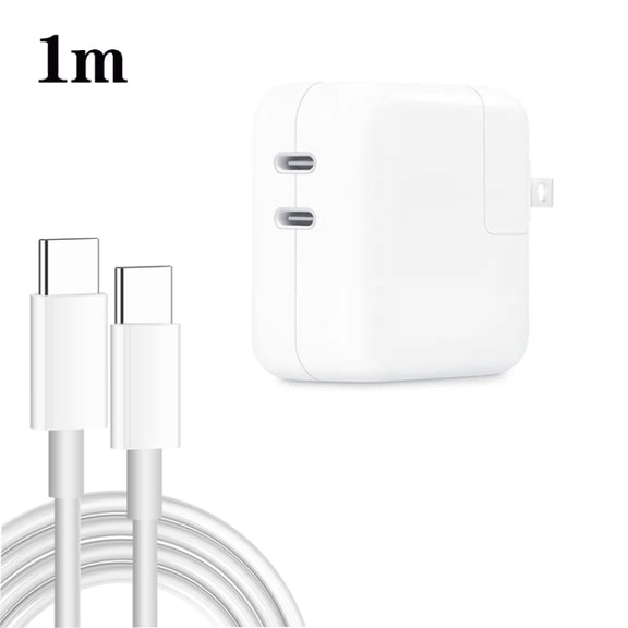 35W PD3.0 USB-C / Type-C Dual Port Charger with 1m Type-C to Type-C Data Cable, US Plug