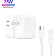 35W PD3.0 USB-C / Type-C Dual Port Charger with 1m Type-C to Type-C Data Cable, US Plug