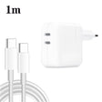 35W PD3.0 USB-C / Type-C Dual Port Charger with 1m Type-C to Type-C Data Cable, EU Plug - USB Charger by PMC TechLife | Online Shopping South Africa | PMC TechLife | Buy Now Pay Later Mobicred