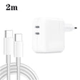 35W PD3.0 USB-C / Type-C Dual Port Charger with 2m Type-C to Type-C Data Cable, EU Plug - free shipping - PMC TechLife - Order now!