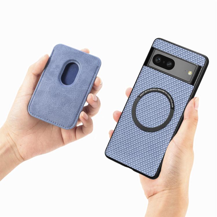 For Google Pixel 7 Pro Carbon Fiber Leather Card Magsafe Phone Case(Brown)