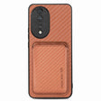 For Honor 80 Carbon Fiber Leather Card Magsafe Phone Case(Brown) - Honor Cases by PMC TechLife | Online Shopping South Africa | PMC TechLife | Buy Now Pay Later Mobicred
