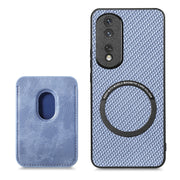 For Honor 80 Pro Carbon Fiber Leather Card Magsafe Phone Case(Blue)