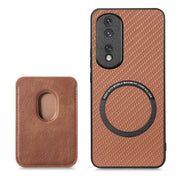 For Honor 80 Pro Carbon Fiber Leather Card Magsafe Phone Case(Brown)