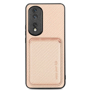 For Honor 80 Pro Carbon Fiber Leather Card Magsafe Phone Case(Khaki)